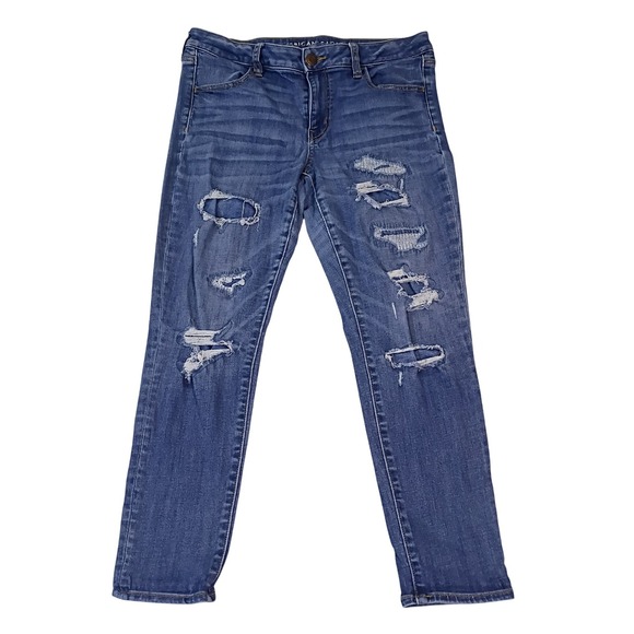 American Eagle Outfitters Denim - American Eagle Next Level Stretch Distressed Jeggings Blue Womens Size 12 Short